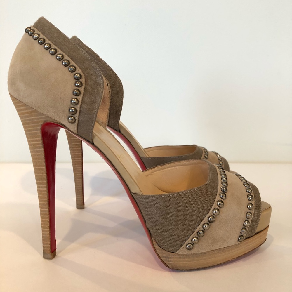 Christian Louboutin peep toe heel w/studs
